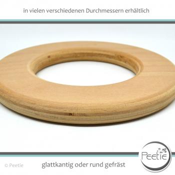 Preview: 1x Holzring Buche Multiplex 18 mm naturbelassen, unbehandelt Außenkante rund gefräst